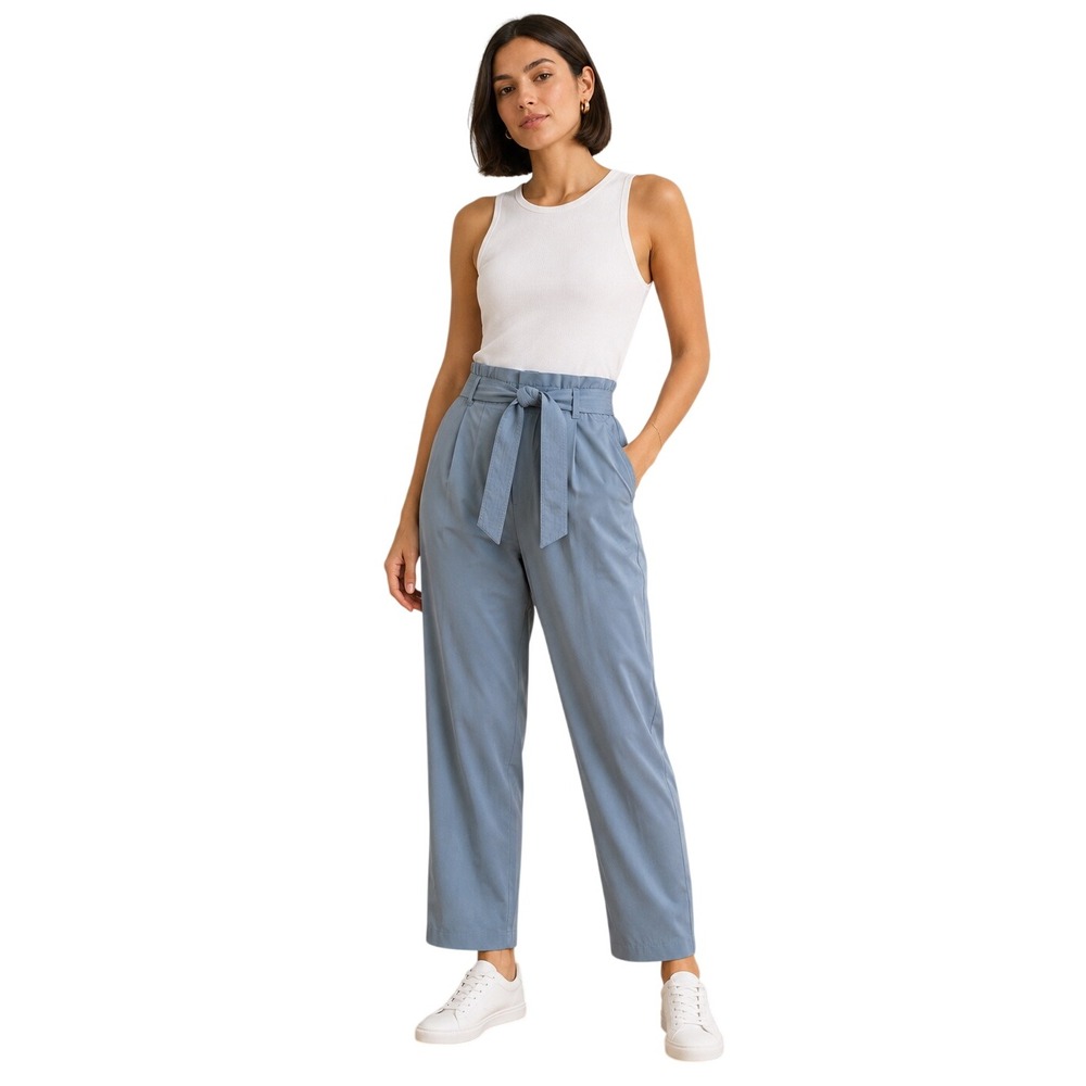 Athleta Skyline Pant II Blue Star Size 6 Tall Paperbag Tie Waist Travel Pants